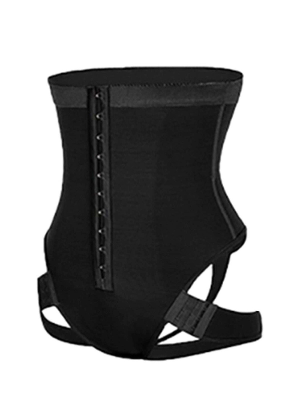Black High-Waist Waist Trainer with Hook Closure